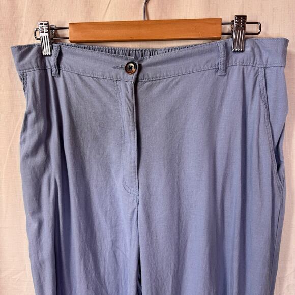 H&M Linen Blend Pants Women's 12 High Rise Wide Leg Beach Coastal Grandma Summer - Picture 2 of 9